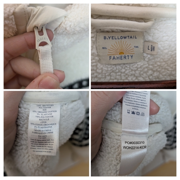 Faherty x B.Yellowtail High Pile Fleece Jacket Black Cedar Ridge Pattern, Size L - Picture 11 of 15